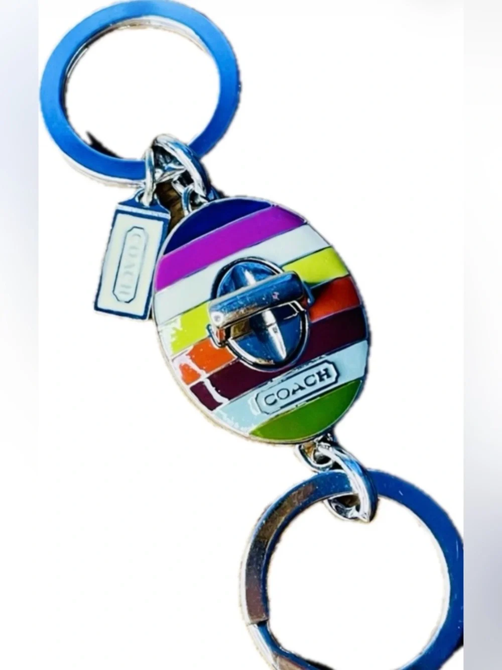 Coach Legacy Y2K Oval Turnlock fob double valet keychain bag charm - like New - Picture 5 of 6